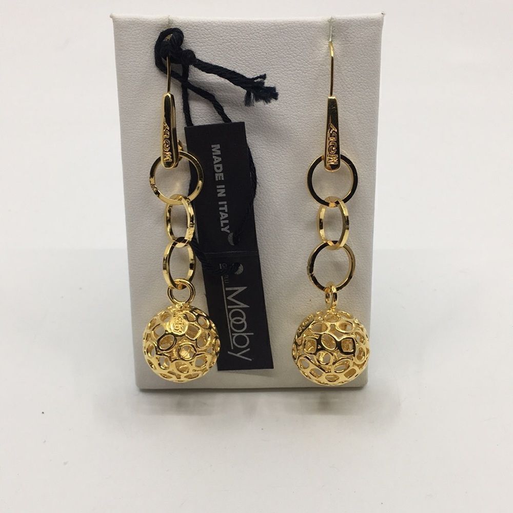 NWT MOOBY gold tone and link drop earrings
